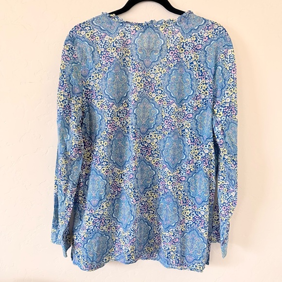 Talbots Pintuck Popover Dotted Paisley Blouse Size L - Picture 5 of 11